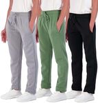 3 Pack Boys Girls Athletic Pants Sweatpants Active Kids Teen Open Bottom Fleece Youth Training Pajama Warm Performance Workout Activewear Winter Warm Sports Running Quick Dry Dri Fit- Set 10,L(12-14)