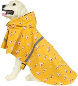 HAPEE Dog Raincoats for Large Dogs with Reflective Strip Hoodie,Rain Poncho Jacket for Dogs (E5-Yellow River, XL(Back Length 24"))