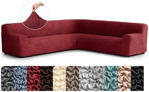 PAULATO BY GA.I.CO. Stretch Corner Sectional Couch Covers – Corner Sofa Cover – Elastic L Shape Sofa Slipcover - Sectional Slipсovers - Washable Furniture Protector - Burgundy (198”-240” Wide)