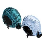 2 Pcs Satin Sleep Cap for Women Long Hair Silk Bonnet for Curly Hair Waterproof Satin Hair Cap for Sleeping Extra Large Double Layer Adjustable Satin Bonnet for Women