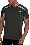 TCA Quick Dry T Shirt Gym Top for Men Short Sleeve Running Top Mens Gym Clothes - Forest Night, XL