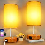 Allesgute Bedside Lamps Set of 2, 45cm Dimmable Table Lamp of Knob Control, Bed Side Lamp with USB A + C Charging Ports, Modern Small Nightstand Light for Bedrooms (8W E27 Bulb Included)