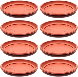 Juvale 8-Pack Round Plastic Plant Saucer Drip Trays, Terracotta Flower Pot Saucers, Dish for Indoors, Outdoors, Garden, Potted Plants, Patio, Tabletop Planter Base, Terra Cotta Plate Set (12-inch)