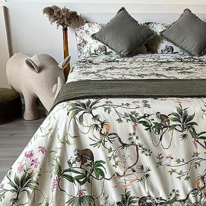 PETIT ALO Juego de Funda Nórdica Estampado Tropical 100% Algodón, Suave- Funda Nórdica para Cama de 90, Cama de 135 y Cama 150 (Cama 135)