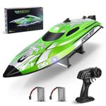 RC Boat,2.4Ghz Remote Control Boat Outdoor Radio Controlled Watercraft with Low Battery Alarm Rechargeable Battery,Self Righting Racing Boats for Pools and Lake 25KM/H for Childrens or Adults(Green)