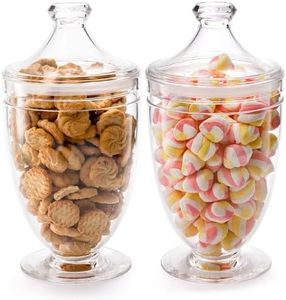 Hacaroa 2 Pack Acrylic Apothecary Jars with Airtight Lids, 46 Oz Clear Plastic Candy Cookie Jars for Candy Buffet, Decorative Bathroom Canister Container for Bath Salt, Vanity, Party, Wedding