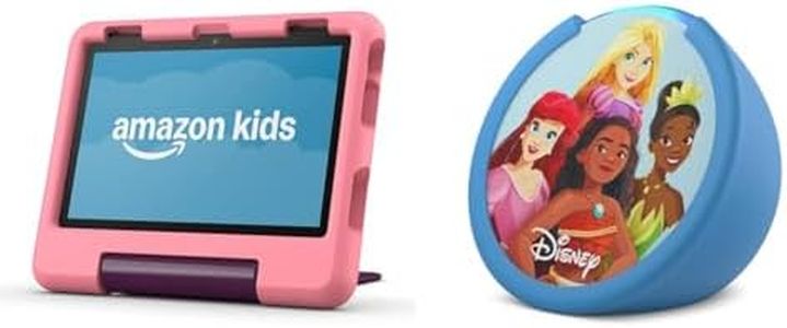 Amazon Kids Entertainment Device Bundle Including Fire HD 8 Kids Tablet (32GB, Disney Princess) + Echo Pop Kids (Disney Princess)