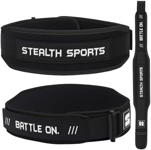 Stealth Sports 4-inch Weight Lifting Belt Self Locking Gym Belt Back Support Weightlifting Belt for Men Women Workout Belt Deadlift Squats Olympic Bodybuilding Strength Training Belt (Black, S)