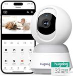 Hugolog 3K Security Camera with 32 GB SD Card Indoor Pan/Tilt, AI Sound Processing Ideal for Baby Monitor/Pet Camera/Home Security with 12×Zoom,Starlight Color Night Vision,Human Dectection,US Cloud