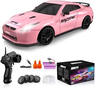 Remote Control Car RC Drift Car 2.4GHz 1:24 Scale 4WD 15KM/H High Speed Model Vehicle with LED Lights Drifting Tire Racing Sport Toy Car for Adults Boys Girls Kids Gift 2Pcs Rechargeable Batteries