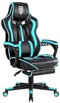 Vonesse Gaming Chair with Footrest Gamer Chair with Massage Reclining Computer Chair Big and Tall Racing Gaming Chair Ergonomic Game Chair for Adults Heavy People Computer PU Leather Cyan/Teal