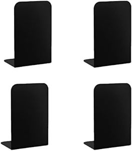 BgfDomShip 4pcs Black Bookends,Book end,Bookshelves,L-Shaped Non Slip Metal Bookshelves,Heavy Duty Bookends,Suitable for Study,Office,School,Library