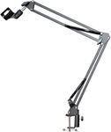Techtest Microphone Boom Stand, Boom Mic Arm, Adjustable Desktop Suspension Boom Scissor Mic Stand, Table Mounting Clamp for Live Broadcasting, Professional Streaming,Voice-Over Sound Studio,Recording
