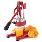 CO-Z Commercial Grade Citrus Juicer Professional Hand Press Manual Fruit Juicer Metal Juice Squeezer Heavy Duty Orange Juicer Citrus Orange Lemon Lime Pomegranate (Cast Iron, Stainless Steel) (Red)