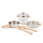 New Classic Toys 10640 Cooking, Utensil, Kids Accessories, Toy, Kitchen 7 Piece Metal Pans and Pots Set