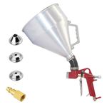 Joywayus Air Hopper Spray Gun with 4.0mm/6.0mm/8.0mm Nozzle Paint Texture Drywall Painting Sprayer, Silver, Aluminium Cap, 1.58 Gallon (6 L) Elbow