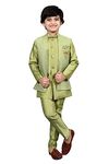 AHHAAAA Kids Ethnic Silk Indian Bollywood Style Jacquard Indo-Western Sherwani Set For Boys 521MF |Green 7-8 Years, 521|