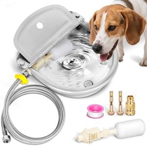 Automatic Animal Drinking Water Bowl with Drain Hole & Float Valve, 71" Extended Pipe, Stainless Steel Waterer Feeder Farm Dog Dispenser Kit Self Filling for Livestock Horse Goat Water Trough