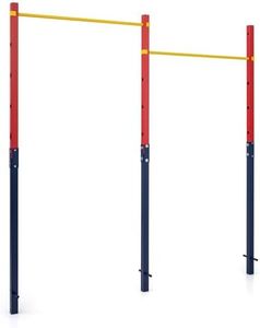 Costway Outdoor In-Ground Pull Up Bar, Heavy Duty Metal Pull Up Bar Station with 5 Adjustable Heights, 3 Ground Anchors, Free Standing Fitness Equipment for Backyard, Park, School Workout, 220 kg Capacity (227 x 5 x 231.5 cm)
