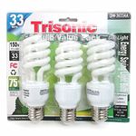 ATB 3 Pack Daylight Bulb Light 33 W Energy 150 Watt Output White Compact Fluorescent