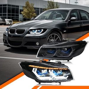 COOLDNA Headlights for 2009-2012 BMW E90 E91 328i 335i 3-Series 4dr sedan Headlight Assembly with Sequential Turn Signal/Passenger&Driver Side Head Lamp (05-12 Xenon Ver)