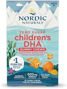 Nordic Naturals Zero Sugar Children’s DHA Gummy Chews, Tropical Punch - 30 Gummy Chews for Kids - 600 mg Total Omega-3s - Brain Development, Learning, Healthy Immunity - Non-GMO - 30 Servings