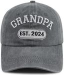 New Grandpa Gifts for Men, Funny Grandpa Est 2024 Hat, Adjustable 3D Embroidered Best Grandfather Gift Baseball Cap, Grandpa 2024 Embroidered Gray, One Size