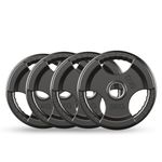 PhysKcal Olympic Weight Plates 4x5kg with Rubber Finish 2’’ Opening and Tri-Grips, Black Barbell Plates Discs in Pair for Lifting and Strength Training, Solid Cast Iron Core Weights Set for Barbell