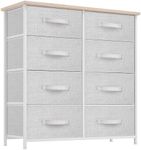 YITAHOME 8 Drawers Fabric Dresser - Storage Tower Unit Organizer Unit for Living Room & Closets - Sturdy Steel Frame & Easy Pull Fabric Bins (Cool Light Grey)