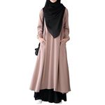 Muslim Closet Two Pieces Abaya Dress with Elasticated Sleeves made with Nida Matte Fabric - Knee length Burqa for Women and Girls