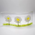 Handmade fused glass Daisy waved panel/Suncatcher