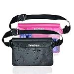 ivoler Waterproof Pouch Bag, 2 Pack Universal Waterproof Case Dry Bag for Beach,Swim,Boating,Kayaking,Hiking,Protects Iphone Phone, Camera, Cash, Document From Water, Sand, Snow.(Black+Rose)