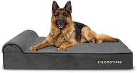 The Dog’s Bed Orthopaedic Headrest Dog Bed Extra Large Grey Plush 15cm, Waterproof Memory Foam Dog Bed, Veterinary Approved