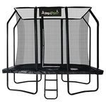 12ft x 8ft JumpPRO™ Xcel Rectangular Trampoline. Black Powder Coated Steel for Added Rust Protection. Strong Sturdy Frame Black Padding. High Specification with Safety Ladder for Additional Safety.