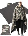 DUKUSEEK Hooded Stadium Blanket, Camouflage Waterproof Windproof Outdoor Fleece Blanket - Large (79"x 59"), Portable, Wearable, Warm for Outdoor Hunting, Sporting Events…