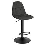 Lestarain Bar Stool Single Adjustable & Swivel Breakfast Kitchen Counter Pub Bar Stool Dark Grey Soft Velvet Barstool Chair Dining Stool with Back & Footrest