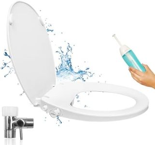 GenieBidet Slow-Close Stealth Elongated Bidet. Dual Nozzles Self Cleaning. Adj. Water Pressure. No Wiring. If You can Install a Toilet seat You can Install This. T Adapter & Bottle Bidet Included.