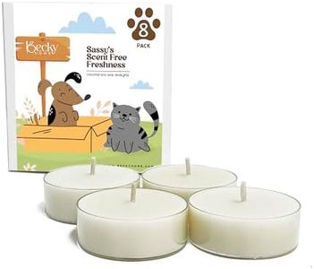 Pet Odor Eliminator Unscented Candles for Home | Scent Free, Non Toxic, Odor Eliminating, Candles | Tealight 8 pack Dog Odor Eliminator Scent-Free Candle for Home