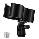 BILIONE 1 Pcs Upgraded Mic Clip Holder, Adjustable Microphone Holder for Microphones with Outer Diameter Between 32mm and 60mm, with 5/8" to 3/8" Screw Adapter (1)