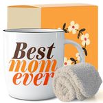 Triple Gifffted Worlds Best Mum Coffee Mug and Socks Gifts from Daughter and Son, Birthday Gift Presents, Christmas, Mothers Day, Valentines Cup, Ceramic, 380ML