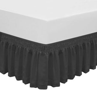 Wrap Around Elastic Eyelet Bed Skirts 14 1/2 Inches Drop Dust Ruffle Three Fabric Sides Easy On/Easy Off Adjustable Polyester Cotton