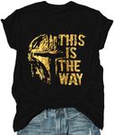 VILOVE This is The Way Shirt Women Star Fans Tshirt Vintage Graphic Tee Gift Tee Causal Short Sleeve Tee Tops, Black, XX-Large