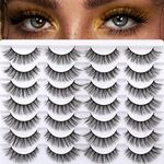 Newcally Lashes Natural Look Cat Eye Wispy False Eyelashes Fluffy Volume Long Fake Eye Lashes Pack 3D Strip Faux Mink Eyelashes 14 Pairs