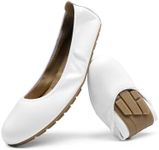 DREAM PAIRS Women's Ballet Flats Foldable Round Toe Dressy Comfortable Slip On Dress Shoes,Size 6.5,White,DWUMFA2501