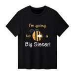 Sanqidu Promoted to Big Sister T Shirts Tops Toddler Baby Girl Going to be a Big Sister Tees Clothes Summer Outfit Announcement Gift (Bee-Black, 2-3 Years)