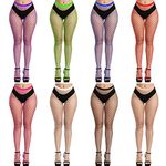 FEPITO 8 Pairs Fishnets Stockings Mesh Thigh High Pantyhose High Waist Fishnet Tights for Women (8 Colors)