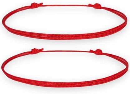 2-Pack Red String Bracelets for Protection and Good Luck - Kabbalah Red Knot Amulet, Adjustable Nylon Cord Bracelet for Women, Men, and Friendship Gifts, Nylon, no gemstone