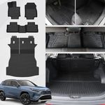 JOULARISE Floor Mats Compatible with 2019-2024 2025 Toyota RAV4 Accessories, All Weather TPE Cargo Liner Seat Back Cover Protector for RAV4 (Floor Mats+Cargo Mat with Backrest Mat)