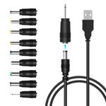 LANMU USB to DC Power Cable,8 in 1 Universal USB to DC Jack Charging Cable Power Cord with 8 Interchangeable Plugs Connectors Adapter for Router,Mini Fan,Speaker & More Electronics Devices,Black