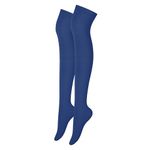 Alanna Jones Girls Ladies Women Plain Over The Knee High Microfiber Socks Cotton Rich Thigh Socks Leg Warmer for Casual Daily Wear UK Size 4-6.5 (Royal Blue)